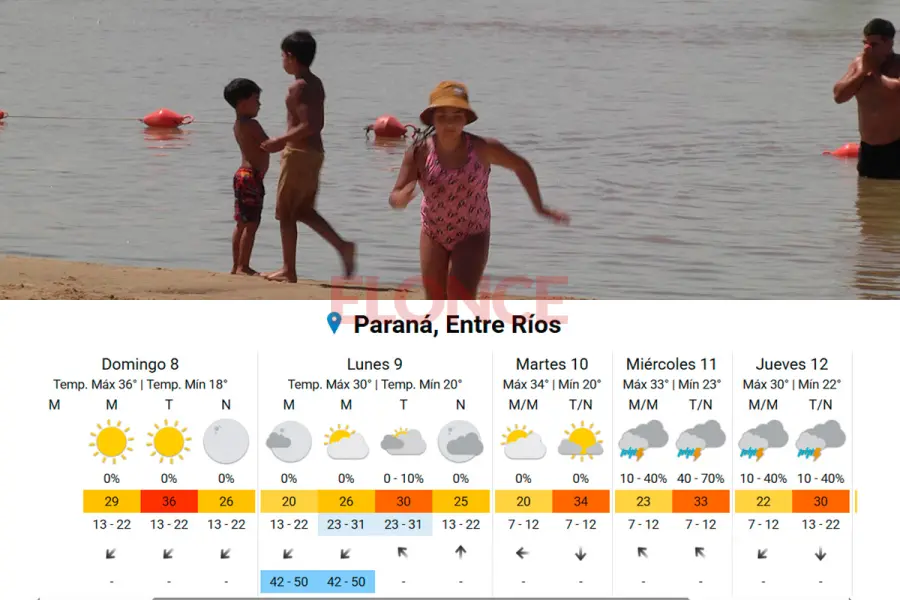 El estado del tiempo para Paran&aacute; (foto Elonce / SMN)