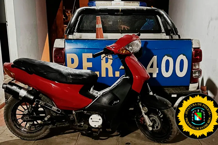La moto incautada en Concordia (foto Polic&iacute;a de Entre R&iacute;os)