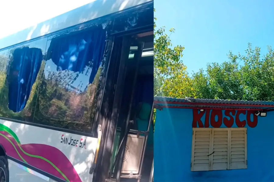 Colectivo da&ntilde;ado y la casa contra la que choc&oacute;. Foto: Reporte 100.7.