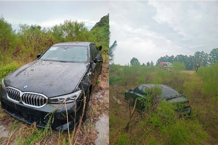 Accidente en la Autovía Artigas: un vehículo de alta gama perdió el control y terminó en la banquina