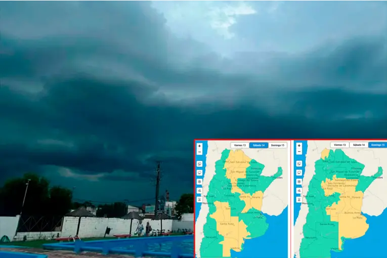 Rige un alerta amarilla por tormentas fuertes para este sábado y domingo en toda Entre Ríos
