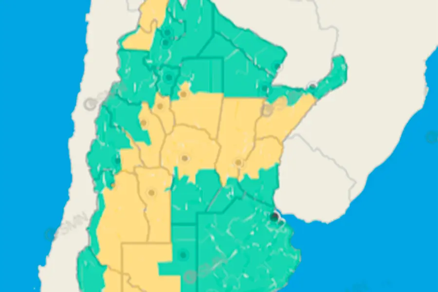 El mapa de la alerta para ambos d&iacute;as. Foto: SMN.