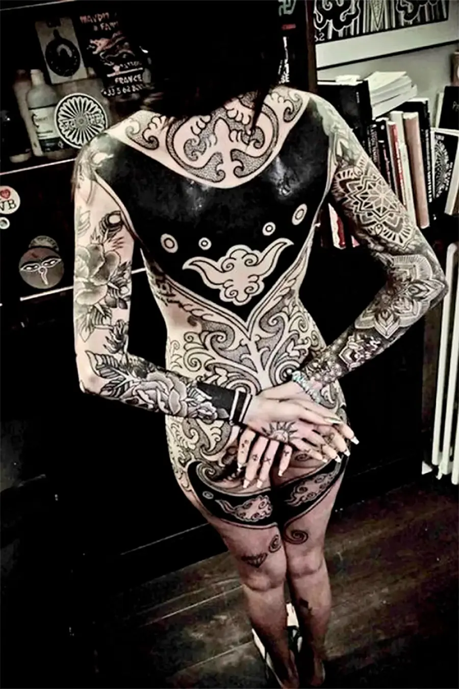 Cande tiene la mayor parte de su cuerpo tatuado.