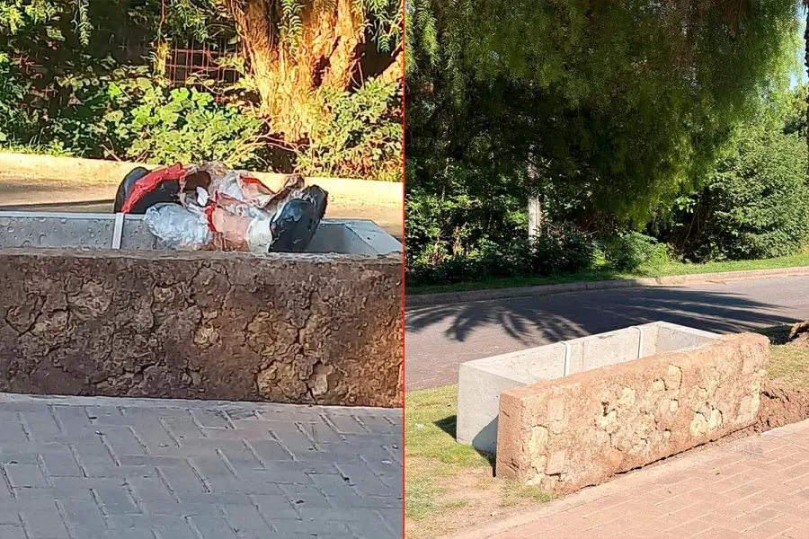 Vandalizaron figura de Mafalda en Victoria (foto Municipalidad de Victoria)