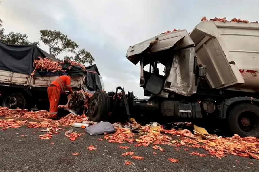 Choque m&uacute;ltiple de camiones sobre Ruta 9 (foto Flash25)