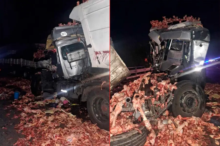 Choque m&uacute;ltiple de camiones sobre Ruta 9 (foto Flash25)