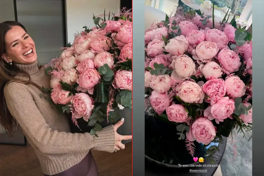 Mauro Icardi le regal&oacute; un ramo de rosas rosadas a la China Su&aacute;rez por el D&iacute;a de la Mujer (Instagram)