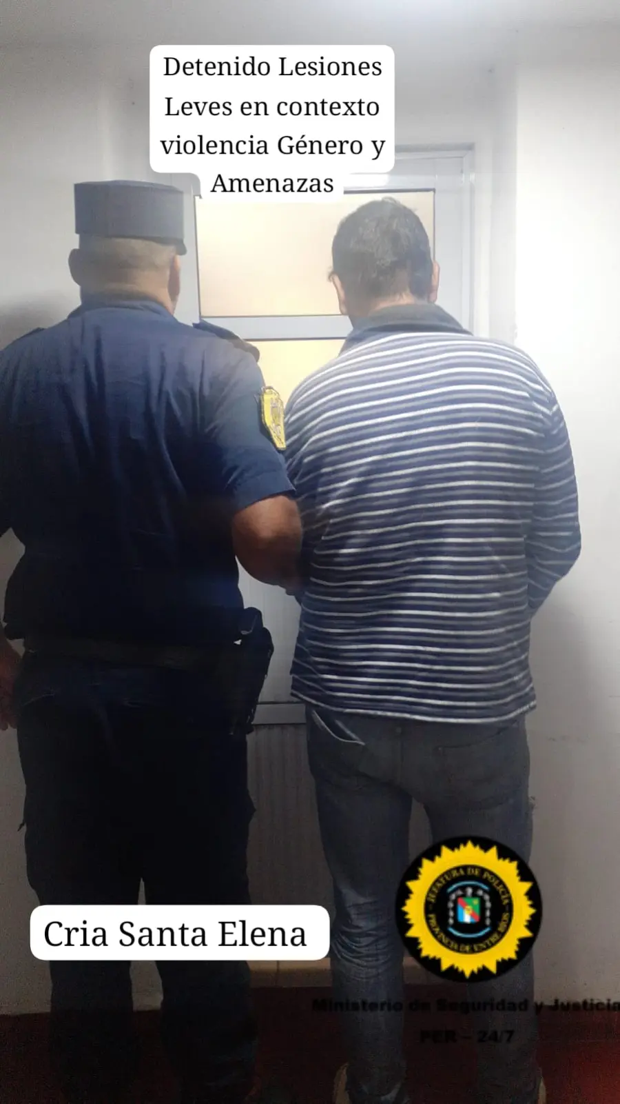 Detenido por violencia de g&eacute;nero en Santa Elena (foto Polic&iacute;a de Entre R&iacute;os)
