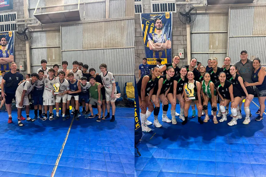 Pescadores y Racing, los ganadores del torneo. Foto: Paracao V&oacute;ley.