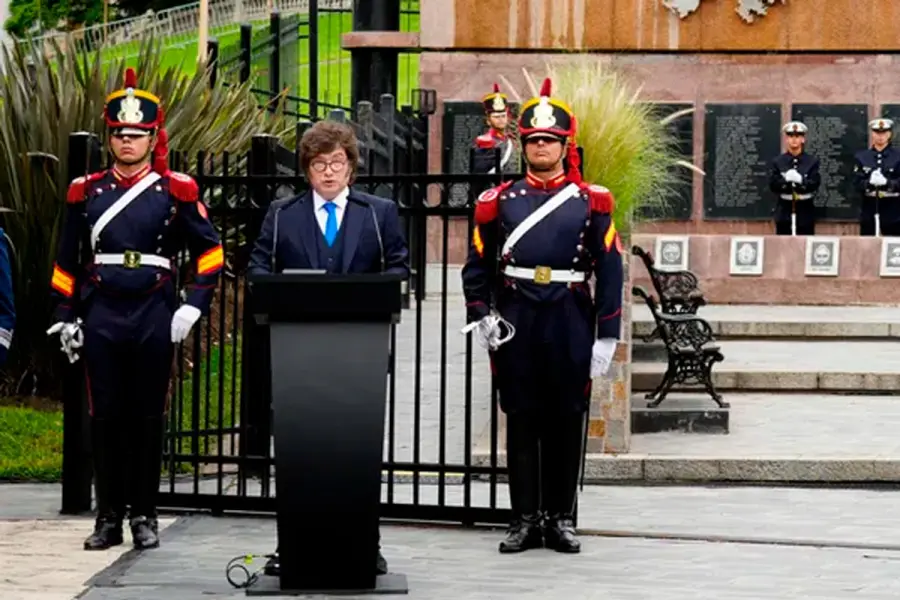 Javier Milei en el acto por Malvinas.
