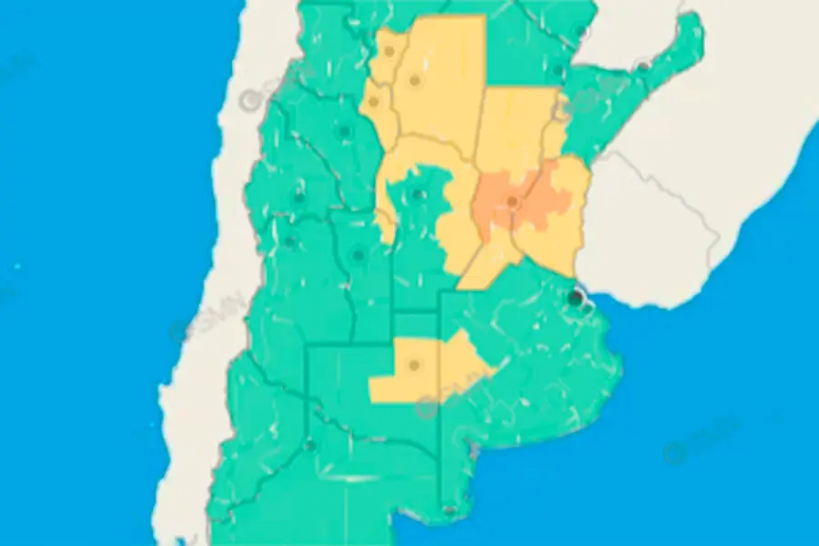 La alerta para este domingo. Foto: SMN.