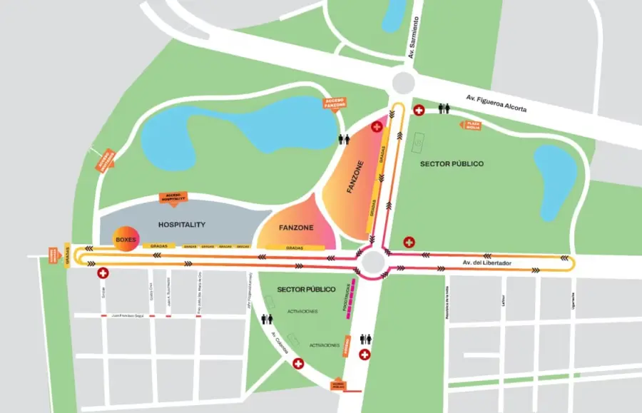 El recorrido que har&aacute; Colapinto en Palermo. Mapa: Gobierno de la Ciudad de Buenos Aires