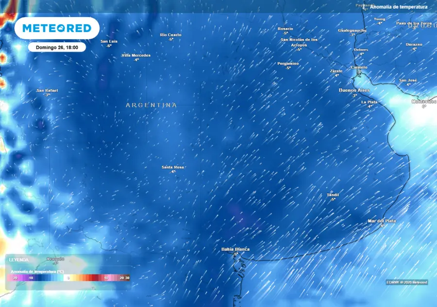 Anomal&iacute;a de temperatura prevista para el pr&oacute;ximo domingo