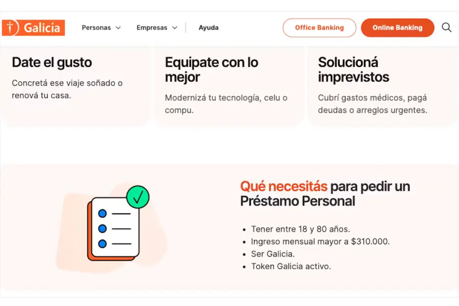 As&iacute; es este pr&eacute;stamo del Banco Galicia (Foto: Banco Galicia).