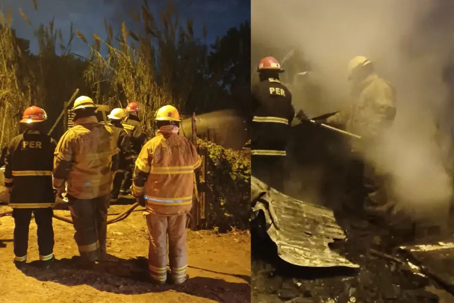 Incendio viviendas precarias. Foto: Bomberos Voluntarios.