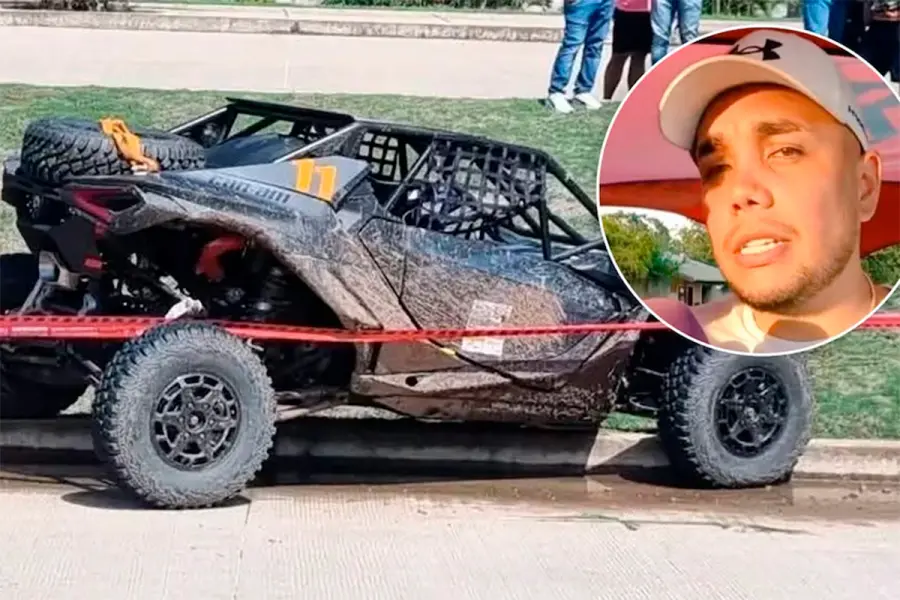 El vehículo de José Pedro Rojas Velasco, el piloto de rally asesinado en Bolivia antes de la carrera (foto archivo)