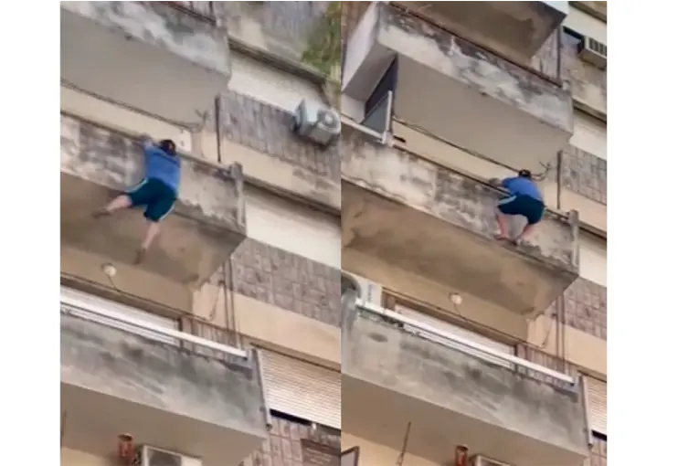 Video: un hombre cayó de un edificio tras una discusión con su pareja y sobrevivió