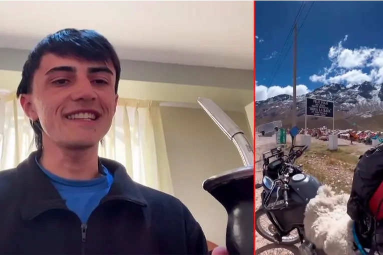 Joven barbero entrerriano viaja en moto rumbo a Machu Picchu: Con el mate uno se hace compañía al toque