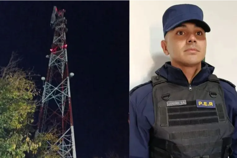 Policía de Urdinarrain escaló torre de 100 metros para rescatar a un joven