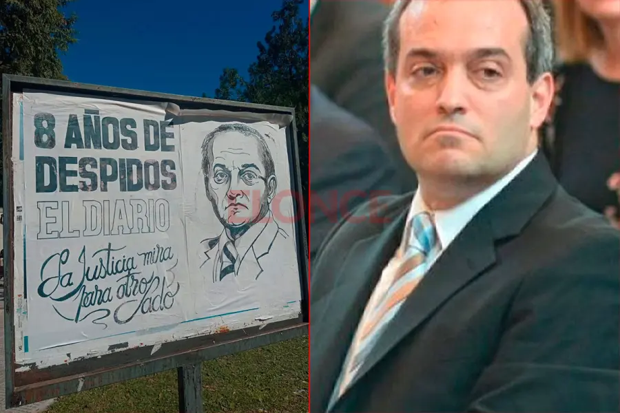 El cartel y la foto del juez.