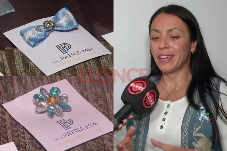 Emprendedora diseña escarapelas artesanales con gemas soldadas: "Tienen mucho amor"