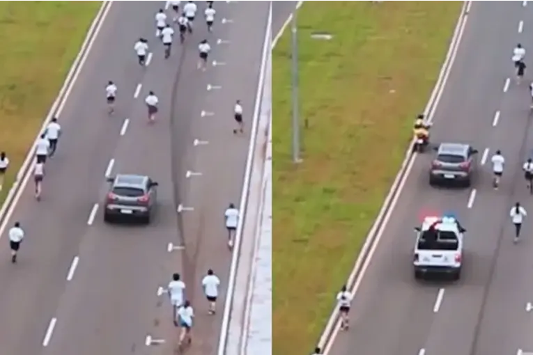 Video: se metió en una maratón para escapar de la Policía y terminó detenido tras un tiroteo