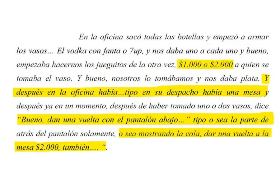 Uno de los testimonios de la causa contra Marcelo Porcel. (Infobae)