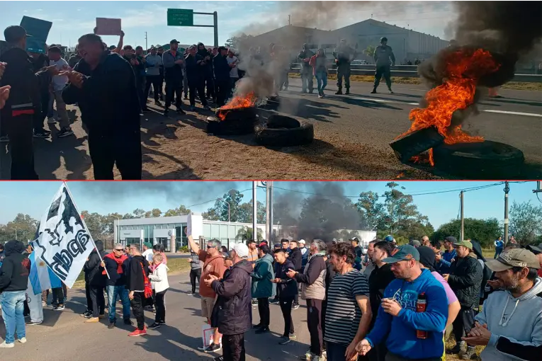 Trabajadores de Granja Tres Arroyos reclamaron sobre Ruta 14 en Concepción del Uruguay