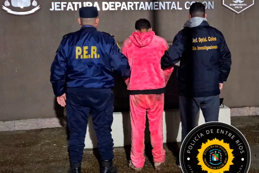 Detención de un hombre con pedido de captura en Colón (foto Policía de Entre Ríos)