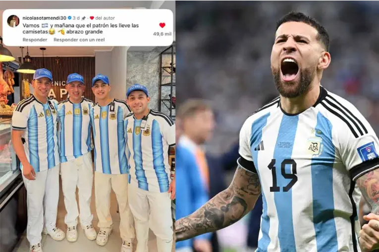 Otamendi se sumó a un desafío y empleados de una carnicería entrerriana ganaron camisetas de la Selección
