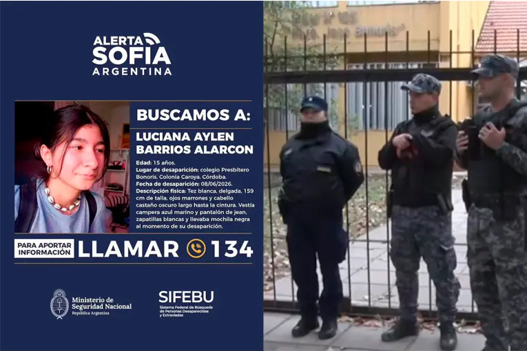 Activaron la Alerta Sofía: se intensifica la búsqueda de Luciana Barrios, la adolescente desaparecida en Córdoba