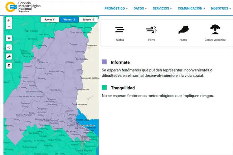 Alerta violeta por presencia de bancos de niebla en Entre Ríos: habrá reducción de visibilidad