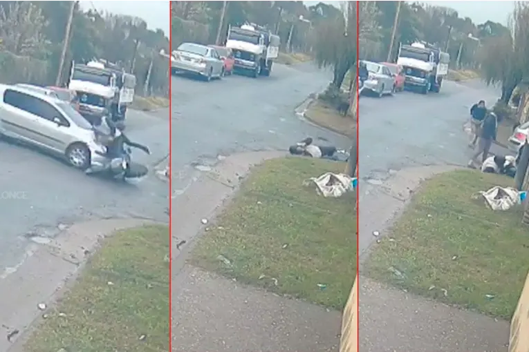 Video: un motociclista resultó herido tras colisionar con un auto en Victoria