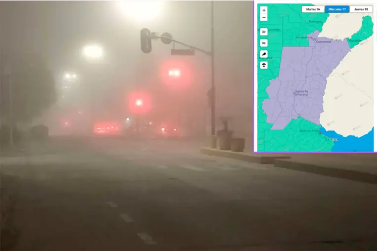 Emiten alerta violeta por la presencia de bancos de niebla en Entre Ríos y otras provincias