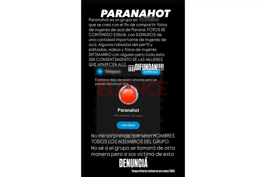Investigan grupo de mensajer&iacute;a instant&aacute;nea denominado &ldquo;ParanaHot&rdquo; 
(captura de pantalla)
