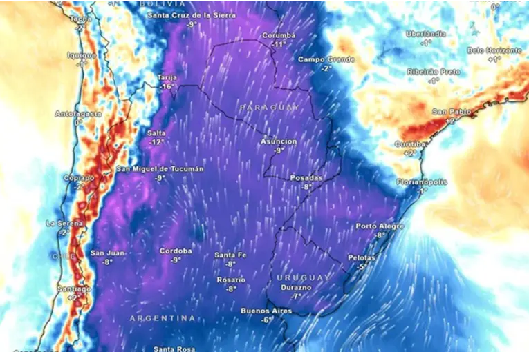 Frío extremo: julio comenzará con temperaturas de hasta 12 °C por debajo de lo normal
