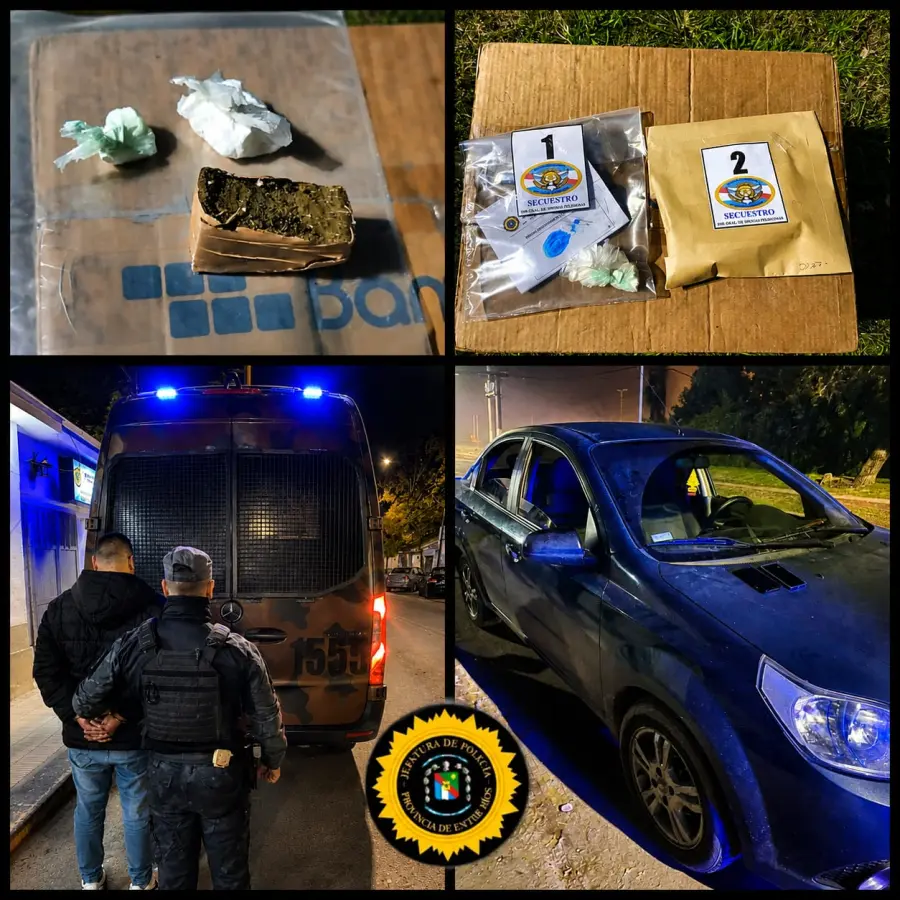 Persecuci&oacute;n policial con droga en Paran&aacute; (foto Polic&iacute;a de Entre R&iacute;os)