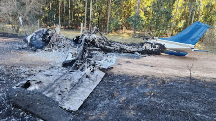 Avioneta hallada incendiada en campo uruguayo (fuente El Telégrafo)