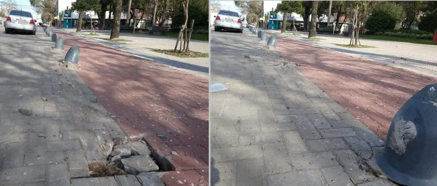 Siniestro vial en un sector céntrico de Crespo (foto Estación Plus Crespo)