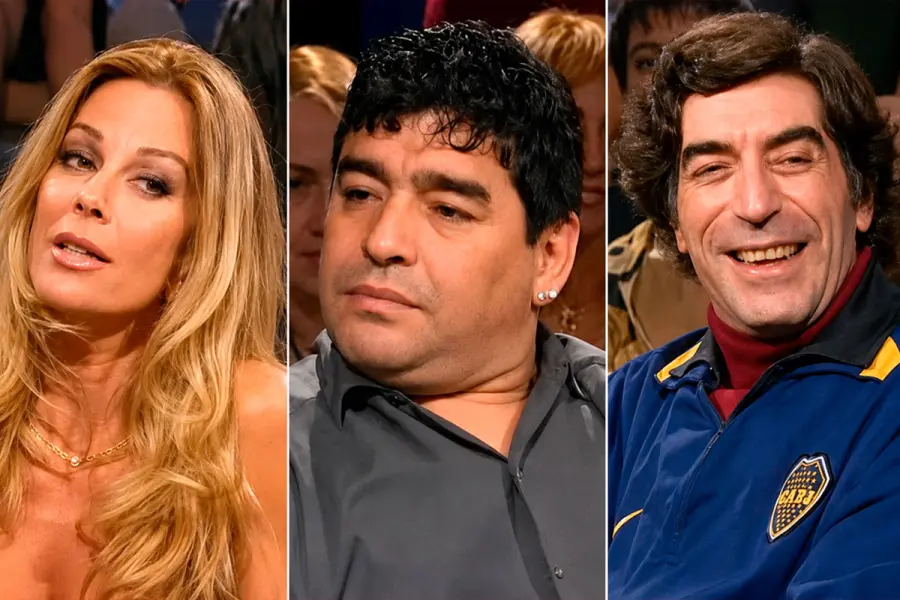 Alfano, Maradona y Sabina. (Captura tv: TN / Imagen mejorada con IA).
