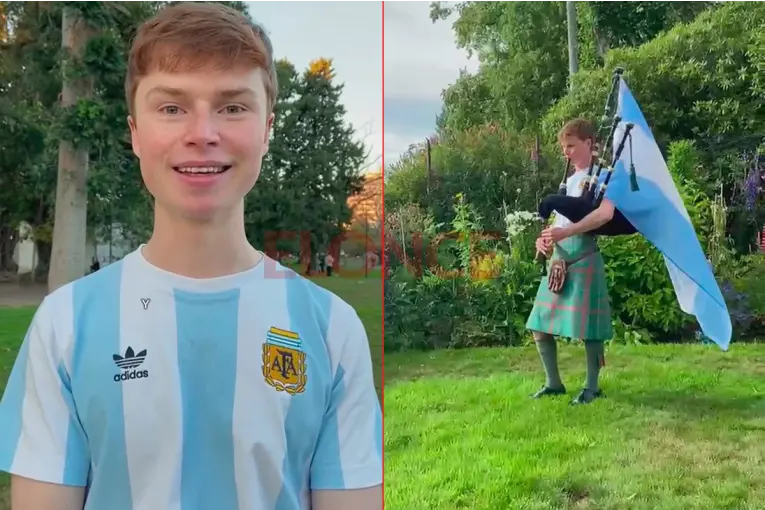 Un gaitero escocés conquistó a los argentinos al interpretar el Himno y canciones de la Selección