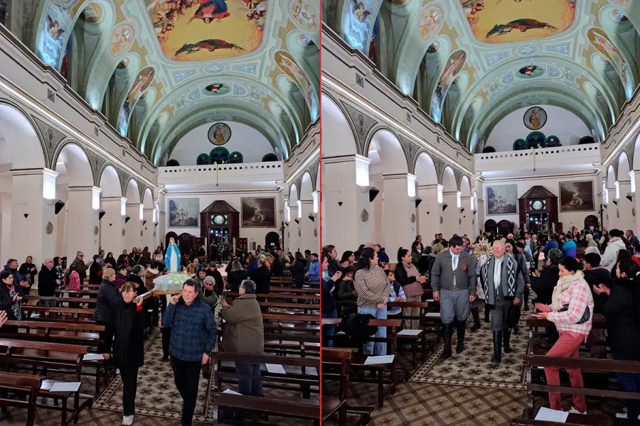 Llegada de peregrinos a la Bas&iacute;lica de Nogoy&aacute;