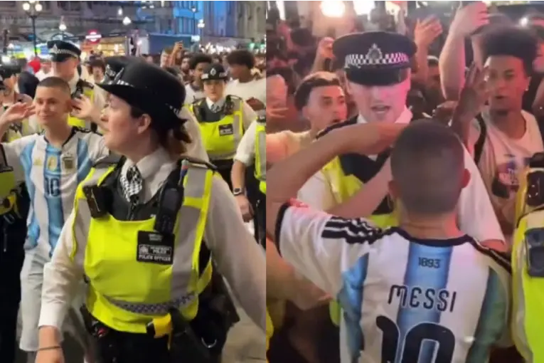 Tensión en Londres: la Policía protegió a un hincha argentino de una multitud tras el pase a la final