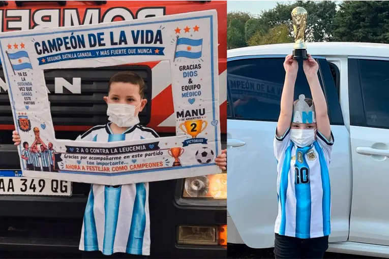 Niño entrerriano volvió a su ciudad tras una batalla contra el cáncer y fue recibido con una caravana