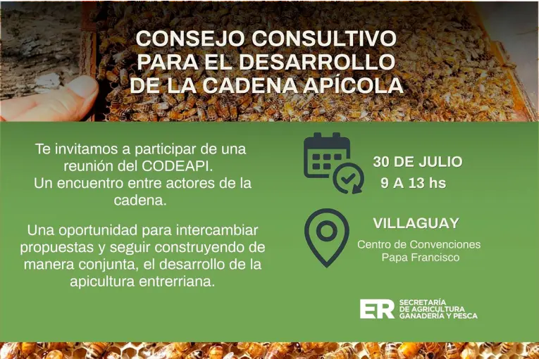 Convocan a una reunión del Consejo Consultivo para el Desarrollo de la Cadena Apícola