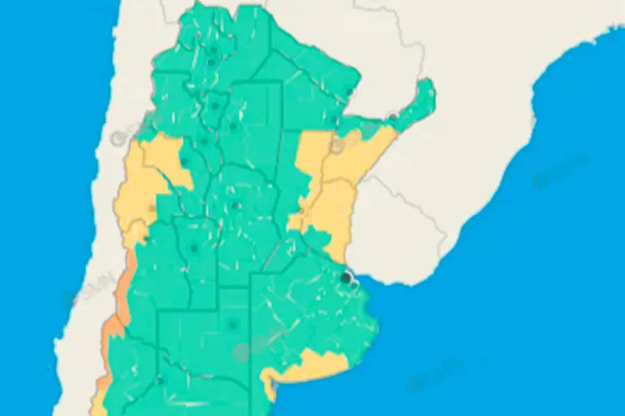 La zona afectada por tormentas este lunes. Foto: SMN.