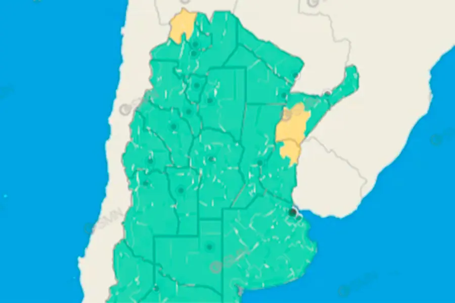 Alerta por tormentas para este mi&eacute;rcoles. Foto: SMN.