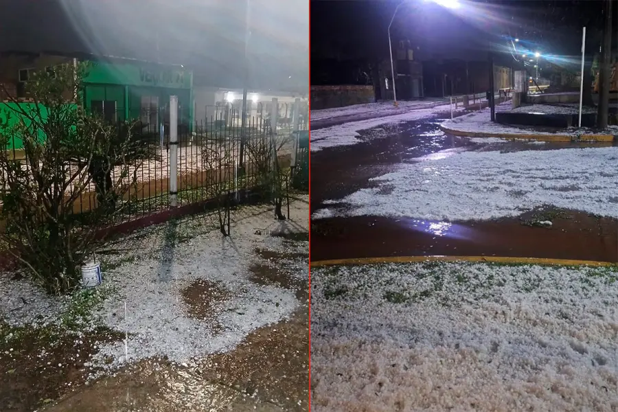 Impresionante ca&iacute;da de granizo en General Campos (fuente Radio Orion)