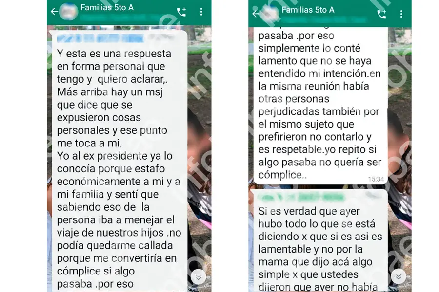 Capturas de pantalla del grupo de WhatsApp (fuente Infobae)