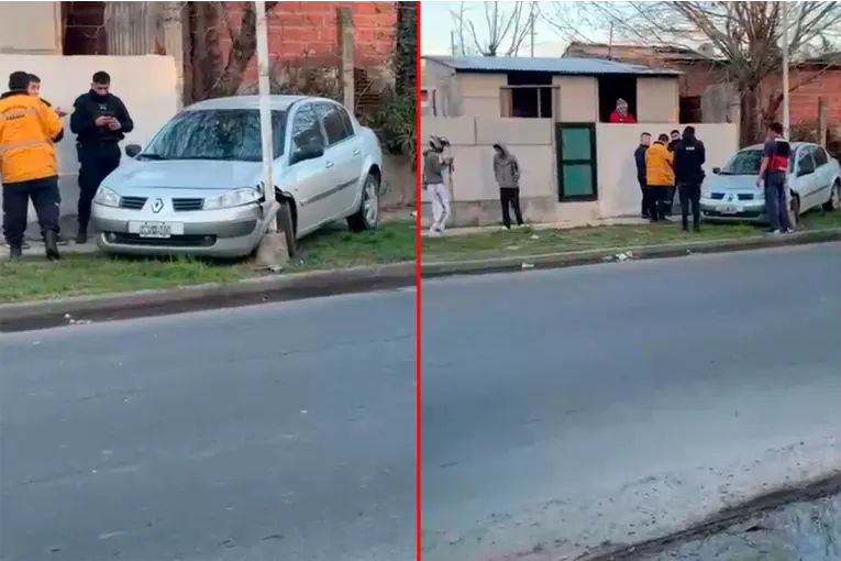 Conductor perdió el control de su auto y chocó contra una columna de alumbrado en Paraná